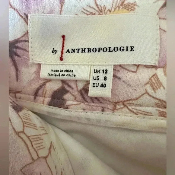 Anthropologie Floral skirt with ruffle, women size 8, cream, yellow, pink - Picture 4 of 5